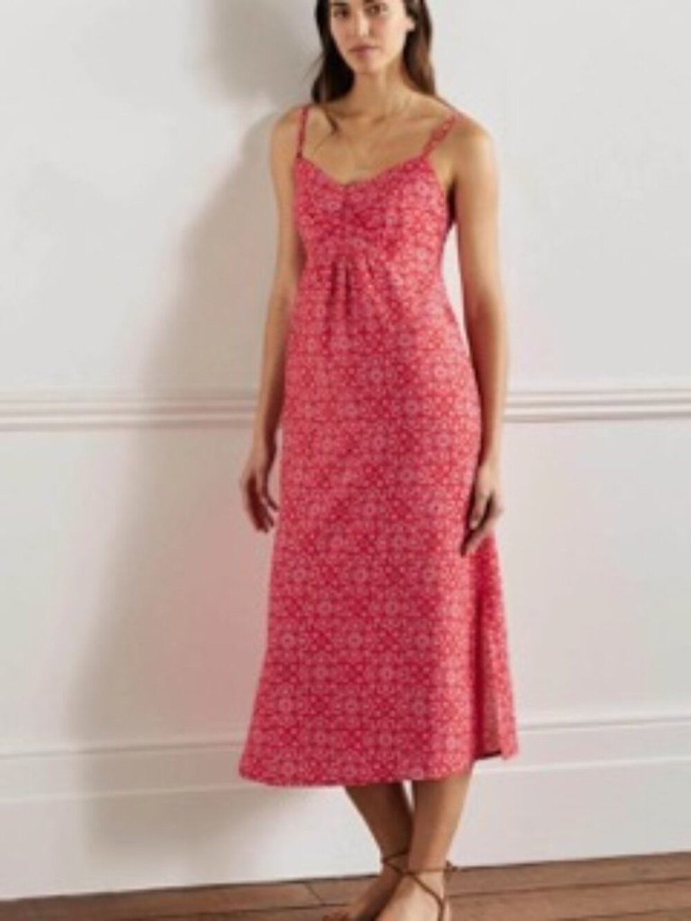BODEN Pink and Red Strappy Midi Dress - Brand New - PETITE Size 10